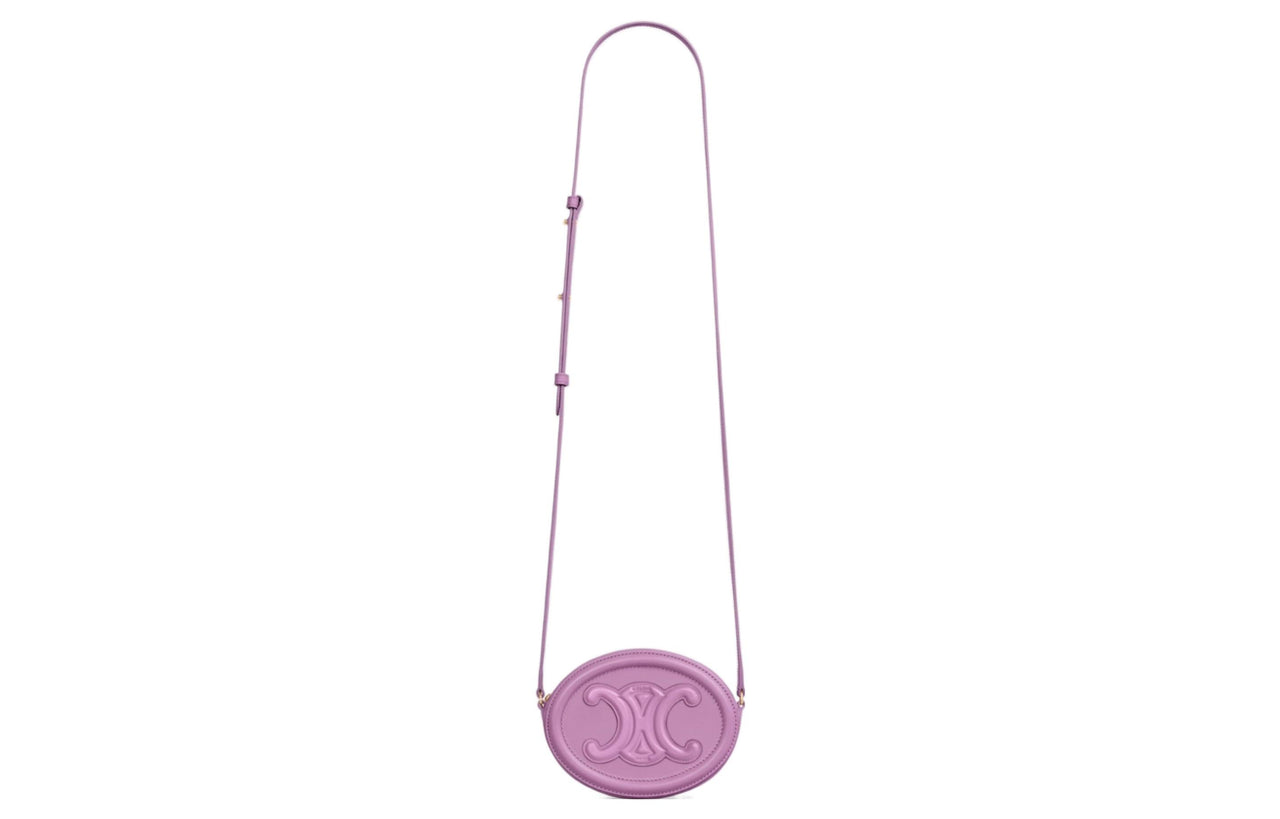 CELINE Smooth Cow Leather Mooncake Bag Oval Handbag Shoulder Bag Crossbody Bag Women's Purple