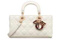 DIOR Lady D-JOY Sheepskin Dior Bag Shoulder Bag Crossbody Bag Handbag Medium Size Women's White