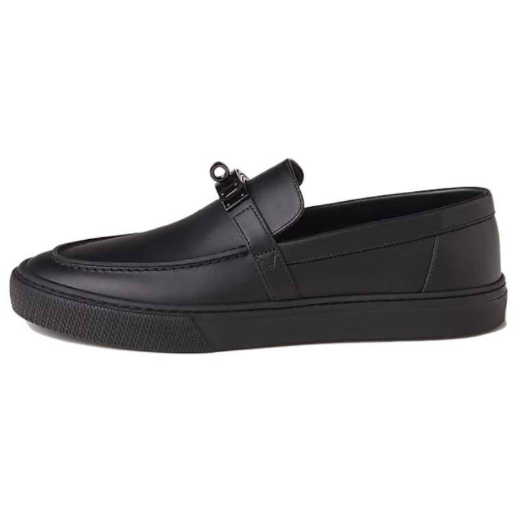 HERMES Game Loafers Men's Black