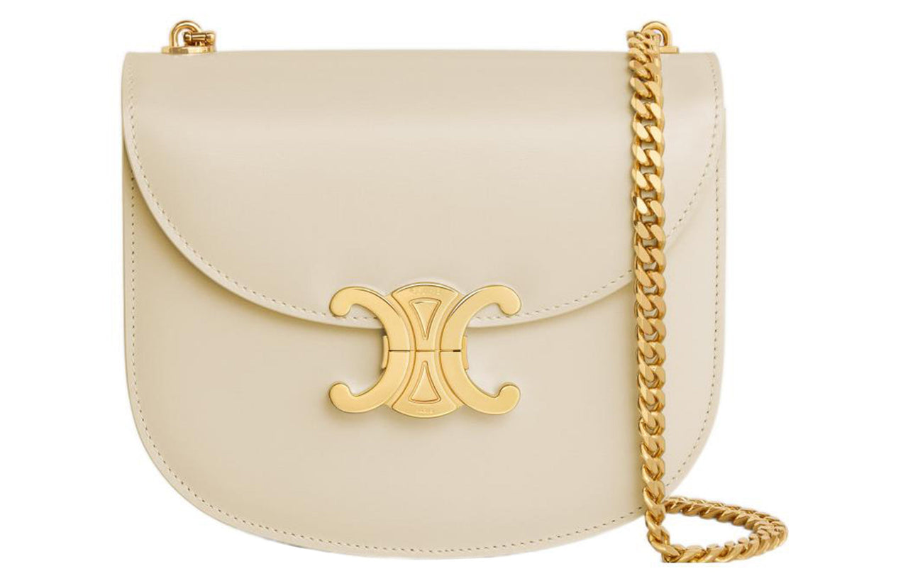 CELINE BesaceTriomphe Cow Leather Crossbody Bag, Shoulder Bag Women's Grassland Green