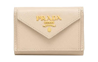 PRADA Saffiano Leather Wallet Mini Women's Beige