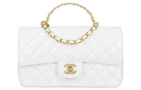 CHANEL Lambskin Mouth Cover Bag Shoulder Bag Crossbody Bag Handbag Women's White