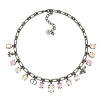 DIOR Metal Faux Crystal Necklaces Women's Gunmetal