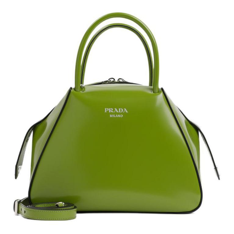 PRADA Calfskin Shoulder Bag Crossbody Bag Handbag Small Size Women's Apple Green