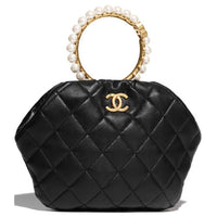 CHANEL Sheepskin Bucket Bags Handbags Women's Black