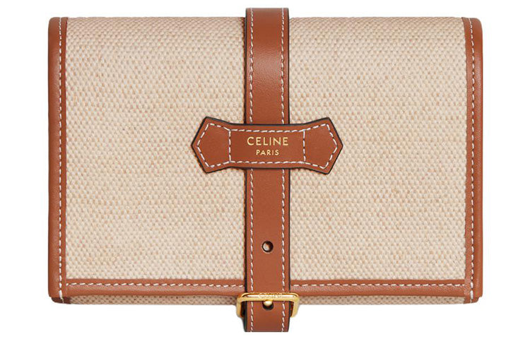 CELINE Calfskin Jewelry Storage Bag Women's Natural Color/Tan