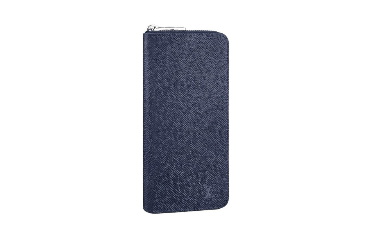 LOUIS VUITTON Smooth Leather Wallet Regular Men's Blue Ocean