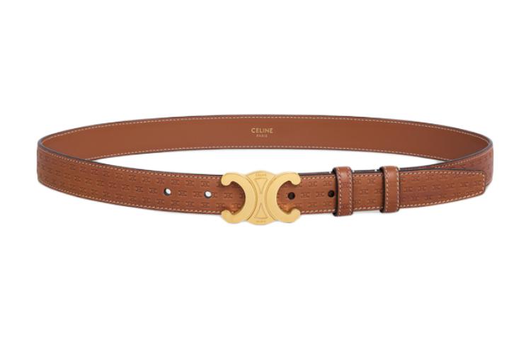 CELINE Medium Triomphe Belt In Natural Calfskin With Triomphe Embossed