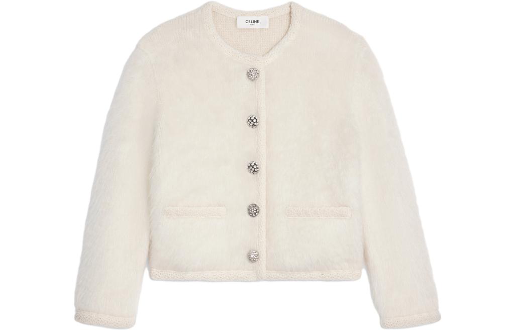 CELINE Cardigan Jacket In Brushed Mohair
