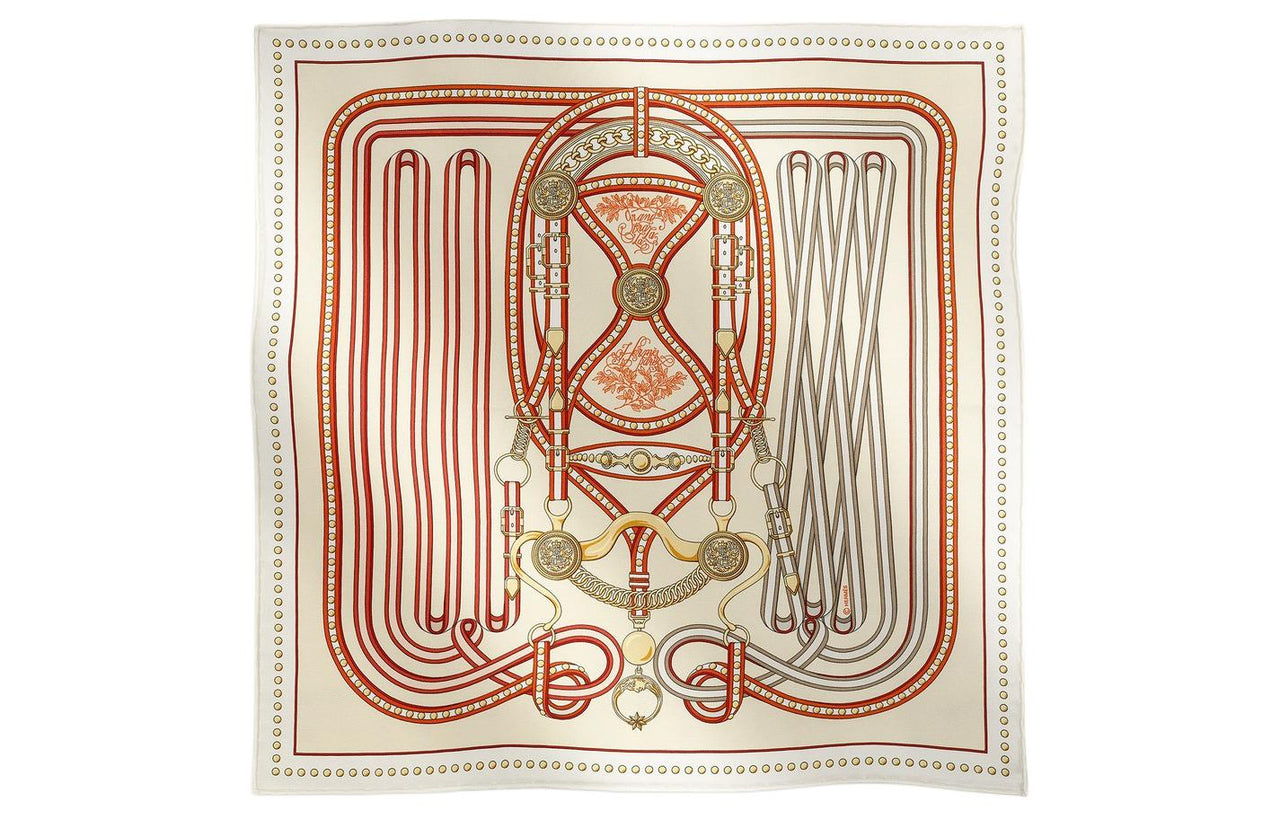 HERMES Silk Scarves Unisex Beige