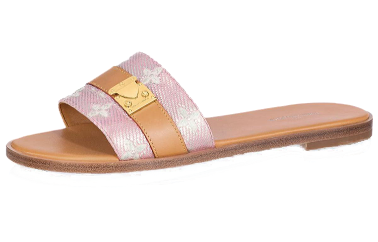 LOUIS VUITTON Lock It Slides 'Pink Monogram With Brown' Women's