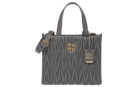 MIU MIU Soft Sheep Leather Tote Bag Shopping Bag Shoulder Bag Crossbody Bag Handbag Women's Light Gray