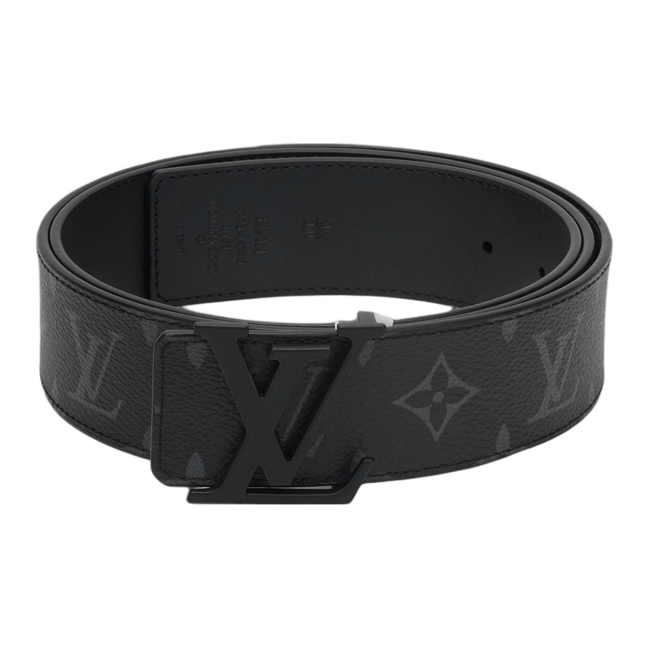 LOUIS VUITTON Cow Leather Belts Men's Black Width  4cm