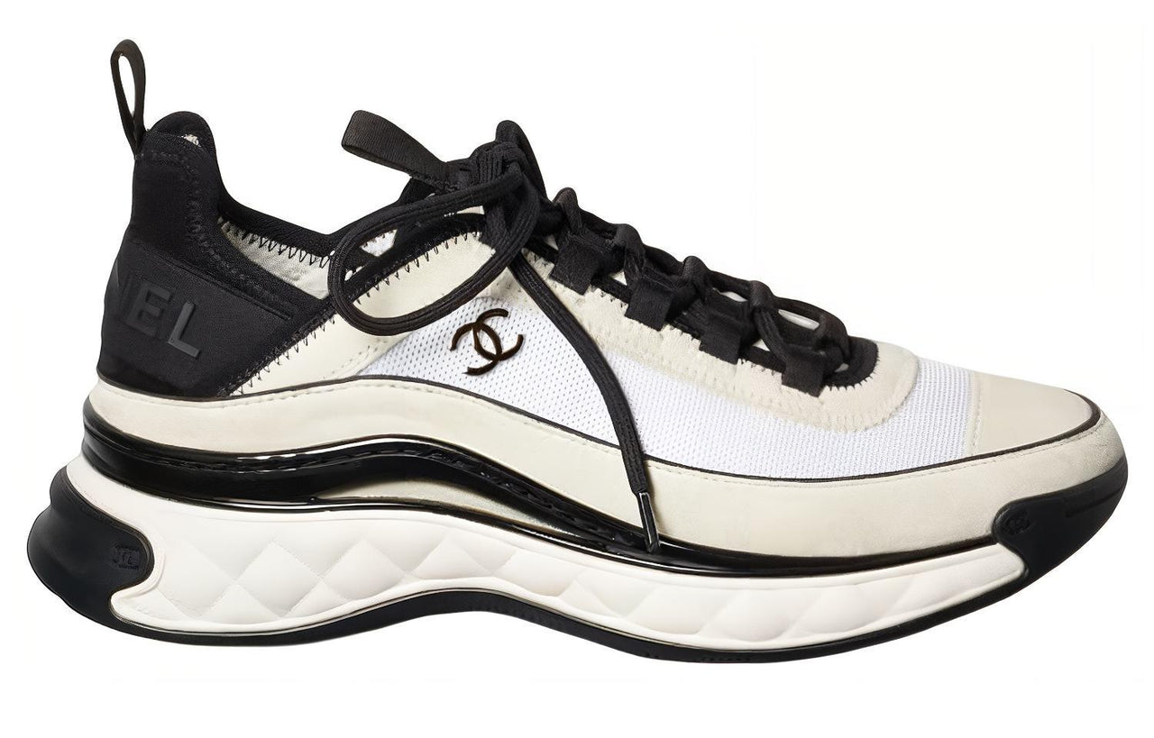 CHANEL Low-Top Sports Casual Shoes Men's Beige White Black