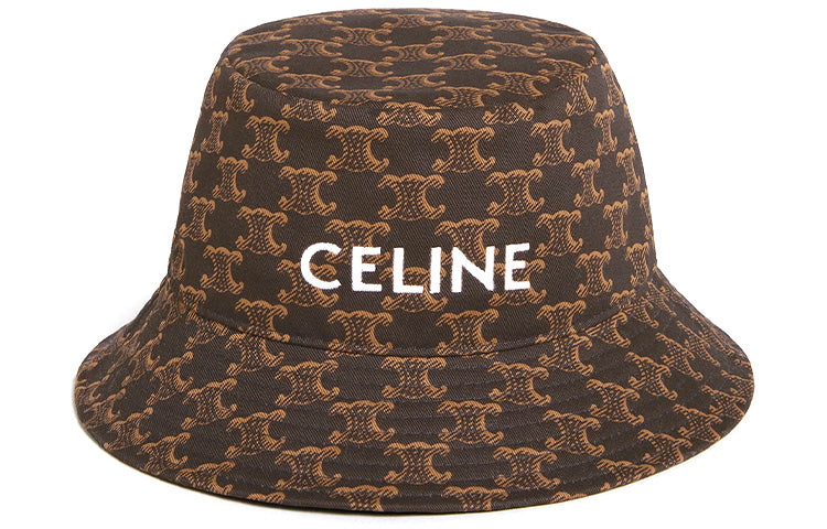 CELINE Cotton Bucket Hats Unisex Brown/Caramel