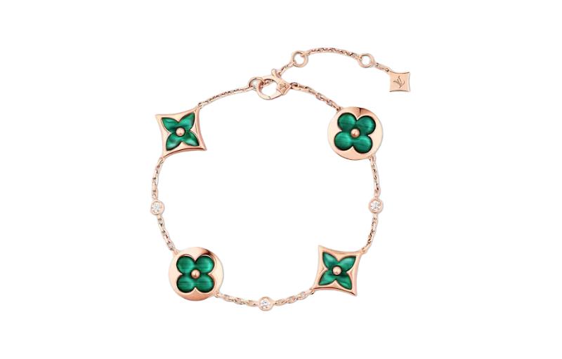 LOUIS VUITTON Color Blossom Bb Multi-Motif Bracelet Pink Gold Malachite And Diamonds