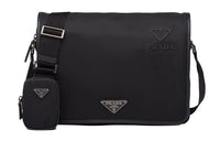 PRADA Recycled Nylon With Saffiano Leather Accents Shoulder Bag Crossbody Bag Men's Black