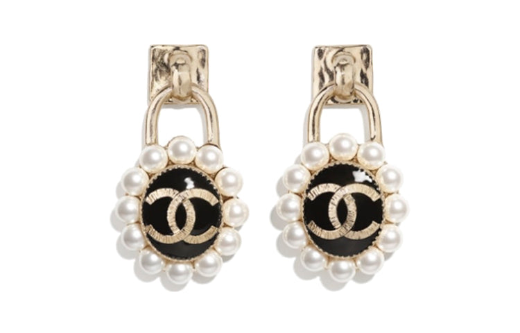 CHANEL Earrings Women's Gold/Black