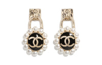 CHANEL Earrings Women's Gold/Black