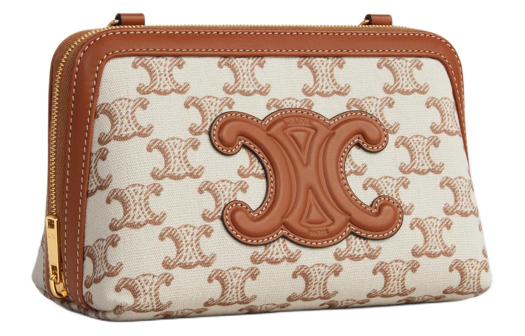 CELINE Calfskin One Shoulder Clutch Women's White