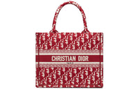 DIOR BookTote Embroidery Tote Bag Shopping Handbag Small Size Women's Burgundy