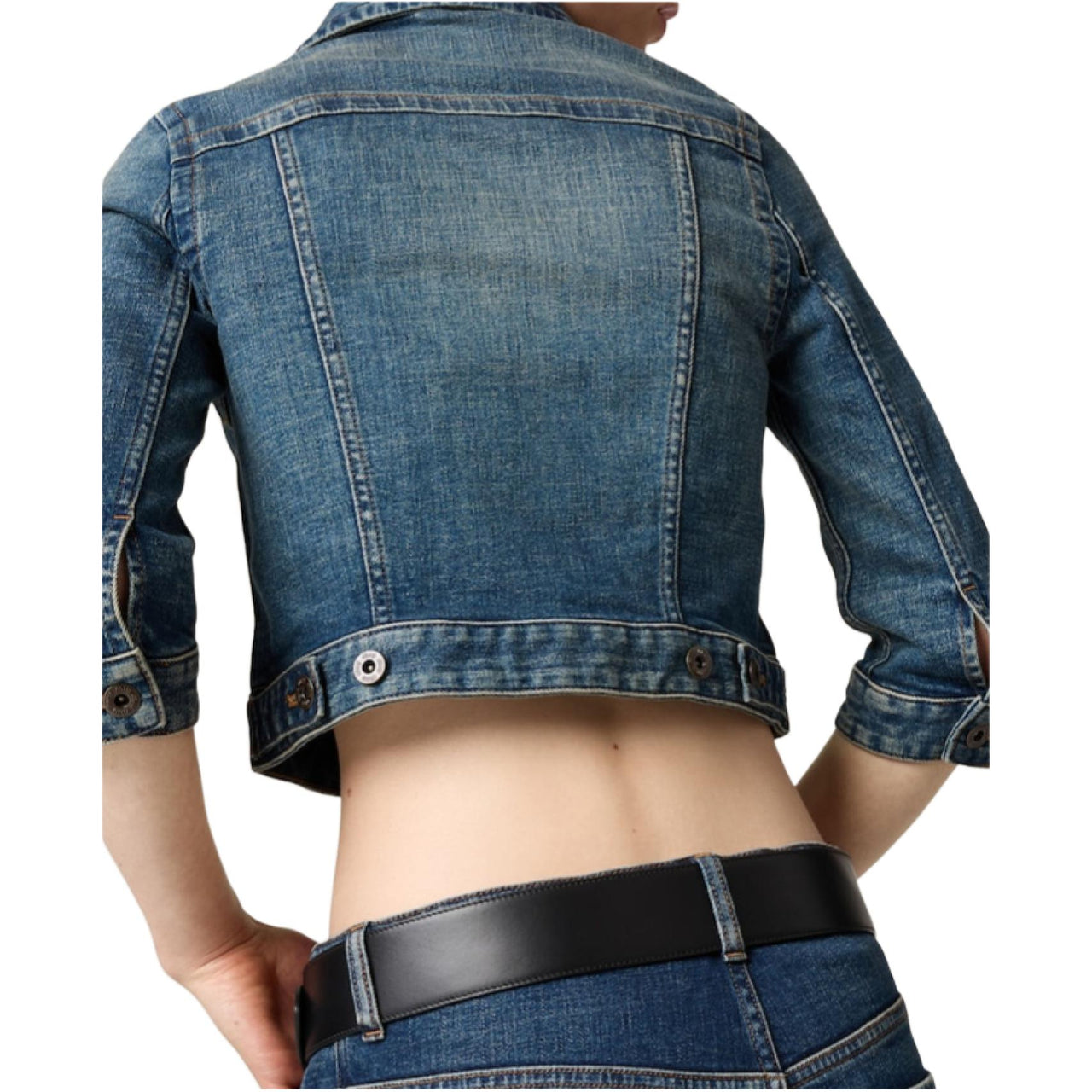 MIU MIU Cropped Stretch Denim Jacket 'Navy'
