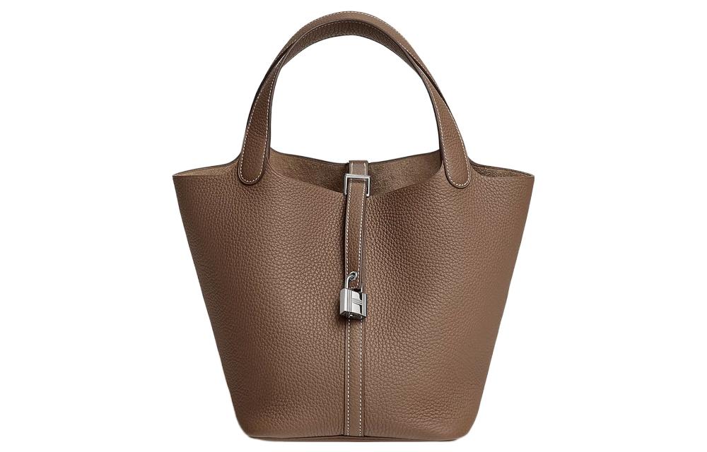 HERMES Picotin Lock Clemence Calfskin Basket Bag Handbag Bucket Bag Women's 18 Etoupe Elephant Gray
