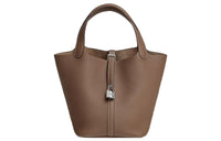 HERMES Picotin Lock Clemence Calfskin Basket Bag Handbag Bucket Bag Women's 18 Etoupe Elephant Gray