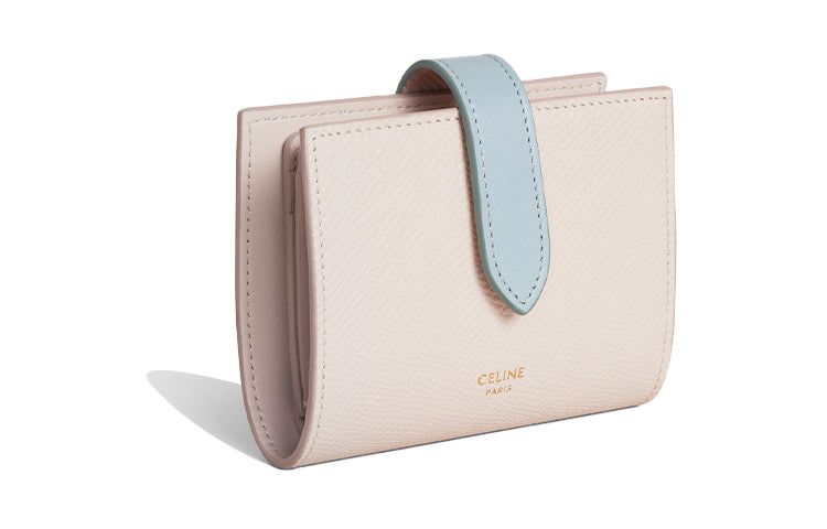 CELINE Grained Calfskin Wallet Women's Pink/Blue