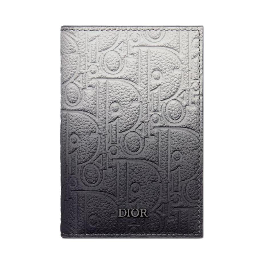 DIOR Cow Leather Card Holder Card Holder Unisex Gray & Black Gradient