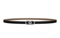 HERMES Metal Leather Belts Women's Black Width: 1.3cm