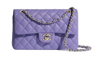 CHANEL Classic Flap CF Sheepskin Shoulder Bag Crossbody Bag Small Size Women's Purple