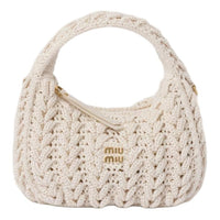 MIU MIU Wander Series Cotton Crescent Bag Shoulder Bag Crossbody Bag Handbag Women's Chalk White