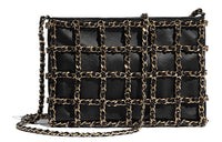 CHANEL Gold Metal Lambskin Handbag Shoulder Bag Crossbody Bag Women's Black