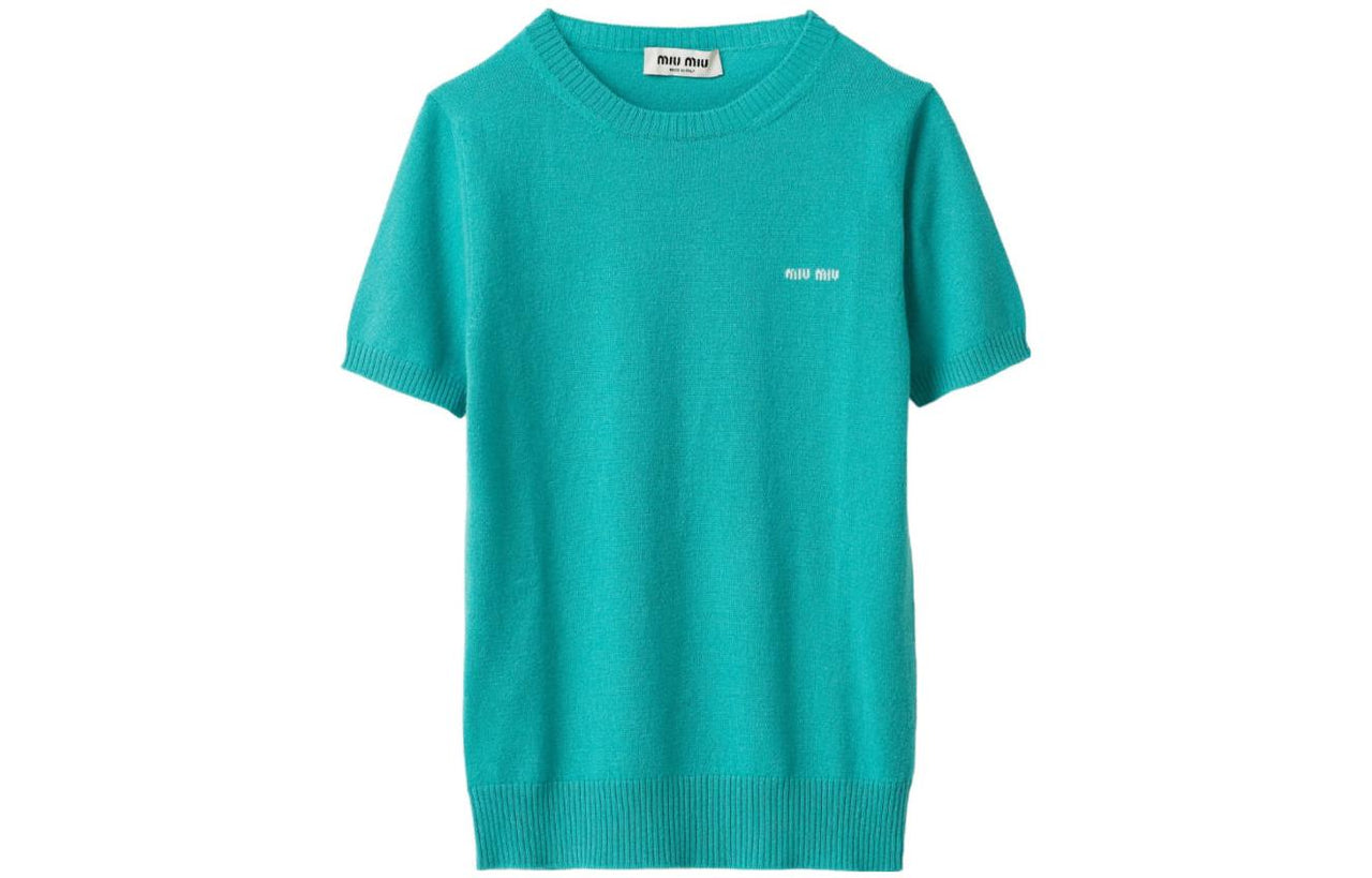 MIU MIU Logo intarsia Cashmere Top