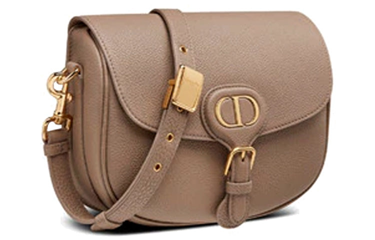DIOR Bobby Grained Calfskin Shoulder Bag Crossbody Bag Medium Size Women's Warm Taupe Gray