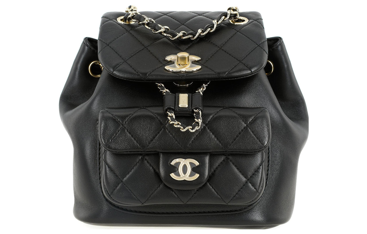 CHANEL Duma Sheepskin Backpack Women's Black