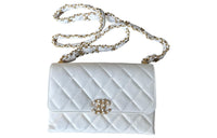 CHANEL Cow Leather Tofu Bag Handbag, Shoulder Bag, Crossbody Bag Women's White