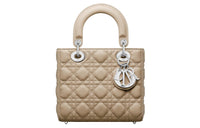 DIOR Lady Dior Grained Calfskin Shoulder Bag Crossbody Bag Handbag Small Size Women's Natural Khaki