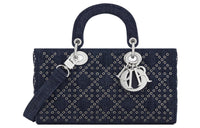 DIOR Lady D-JOY Denim Fabric Dior Bag Shoulder Bag Crossbody Bag Handbag Regular Women's Dark Denim Blue
