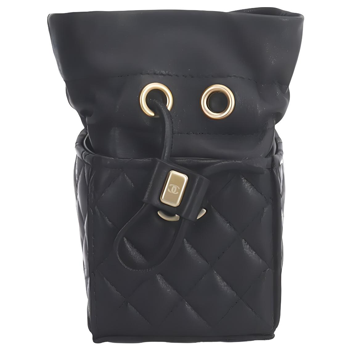 CHANEL Leather Shoulder Bag Crossbody Bag Unisex Black