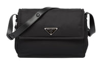 PRADA Cini Re Nylon Recycled Nylon Bonded Leather Messenger Bag Shoulder Bag Crossbody Bag Women's Black