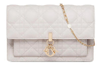 DIOR Lady Dior Sheepskin Clutch, Shoulder Bag, Crossbody Bag Regular Women's Latte White