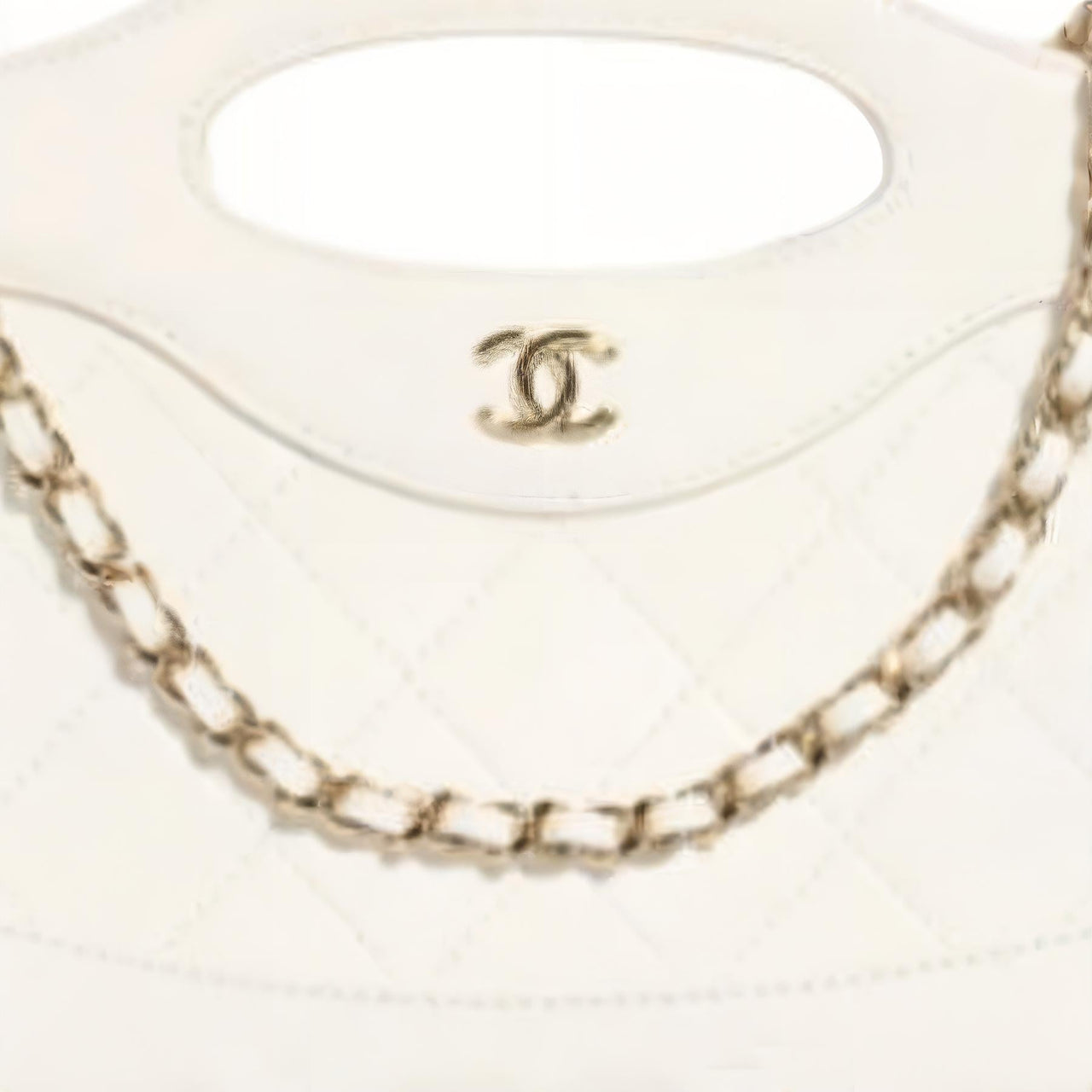 CHANEL Polished Lambskin Chain Handbag Shoulder Bag Crossbody Bag Mini Women's White