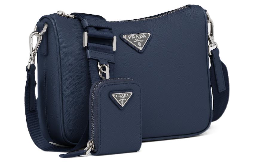 PRADA Saffiano Leather Crossbody Bag Shoulder Bag Men's Blue