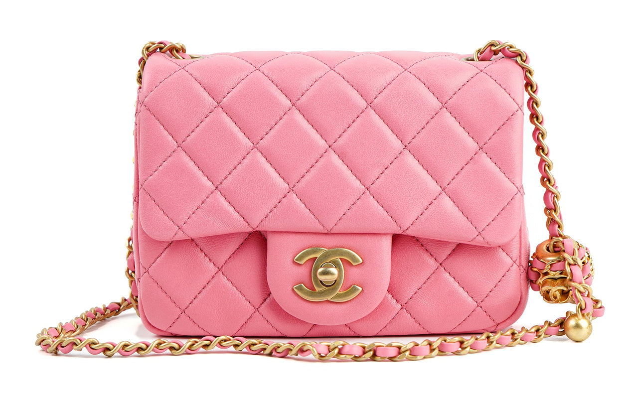 CHANEL Little Golden Ball Sheepskin Walnut Golden Ball Chubby Man Shoulder Bag Crossbody Bag Regular Women's Peach Pink