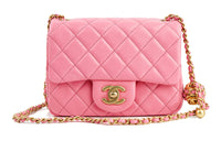 CHANEL Little Golden Ball Sheepskin Walnut Golden Ball Chubby Man Shoulder Bag Crossbody Bag Regular Women's Peach Pink