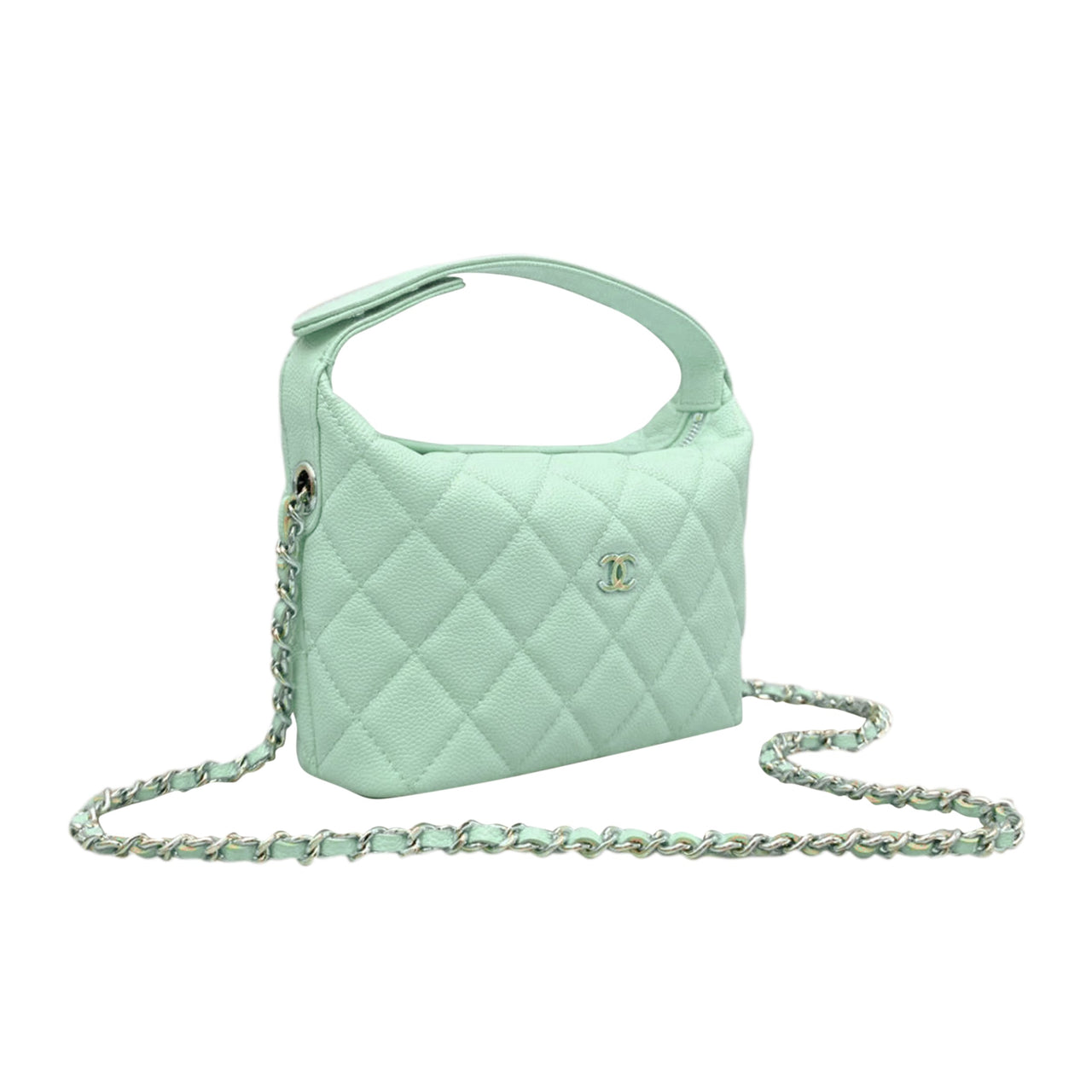 CHANEL Calfskin Shoulder Bag Crossbody Bag Handbag Women's Green