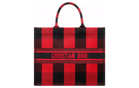 DIOR BookTote Embroidery Canvas Canvas Bag Tote Bag Shopping Bag Handbag Women's Black/Red