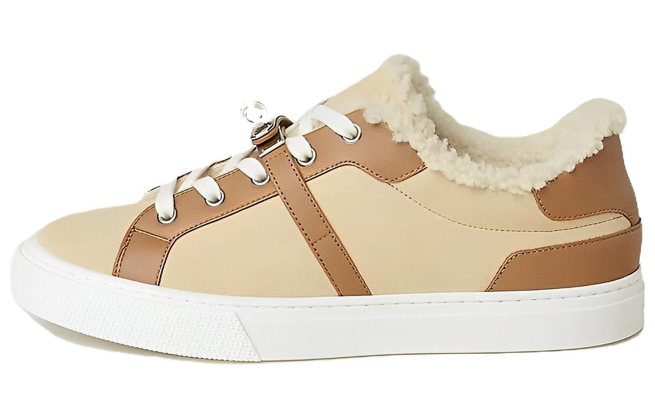 HERMES Day Anti-Slip Wear-Resistant Low-Top Skateboard Shoes Women's Gold Beige